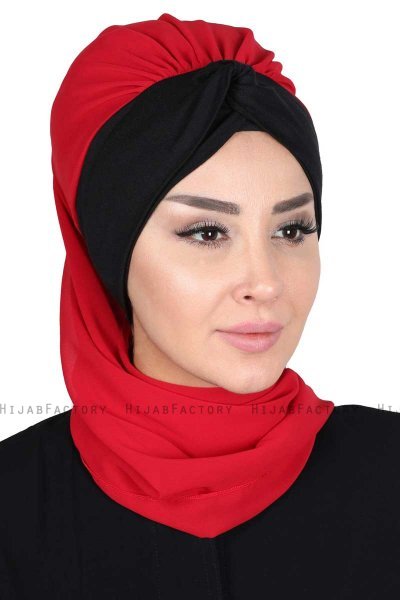 Gill - Hijab Práctico Rojo & Negro