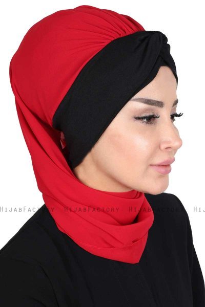 Gill - Hijab Práctico Rojo & Negro