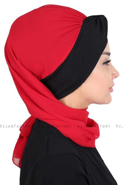 Gill - Hijab Práctico Rojo & Negro