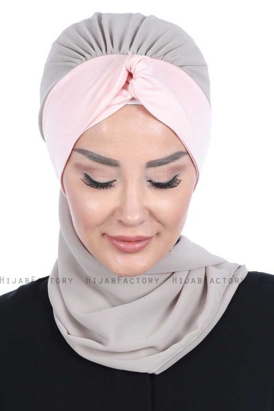 Gill - Hijab Práctico Taupe & Rosa De Antaño