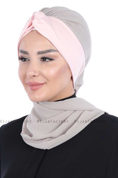 Gill - Hijab Práctico Taupe & Rosa De Antaño