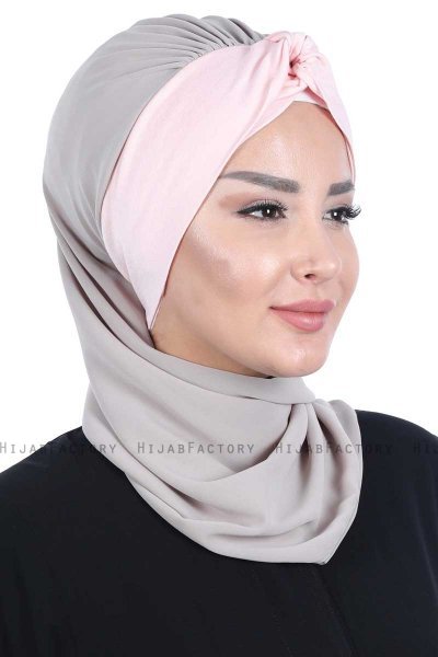 Gill - Hijab Práctico Taupe & Rosa De Antaño
