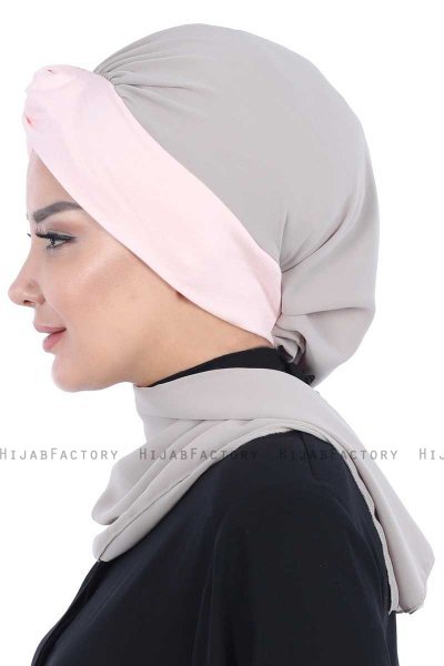 Gill - Hijab Práctico Taupe & Rosa De Antaño