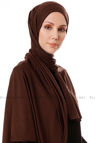 Hande - Hijab De Algodón Marron Oscuro - Gülsoy