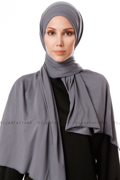 Hande - Hijab De Algodón Gris Oscuro - Gülsoy