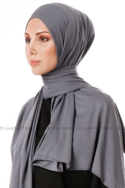 Hande - Hijab De Algodón Gris Oscuro - Gülsoy