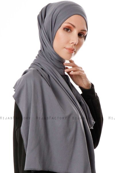 Hande - Hijab De Algodón Gris Oscuro - Gülsoy