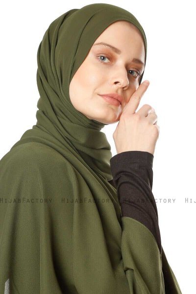 Hazal - Hijab Crepe Caqui - Ecardin