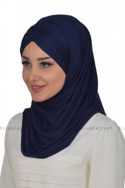 Hilda - Hijab De Algodón Azul Marino