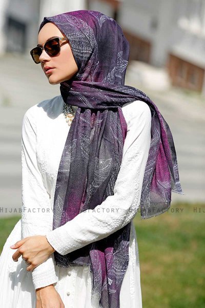 Isfa - Hijab Estampado Púrpura - Sal Evi