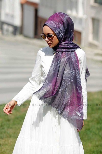 Isfa - Hijab Estampado Púrpura - Sal Evi