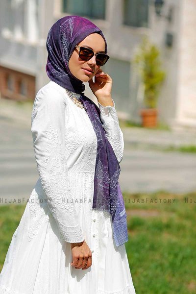 Isfa - Hijab Estampado Púrpura - Sal Evi