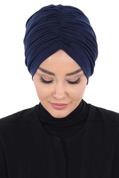 Jill - Turbante De Algodón Azul Marino - Ayse Turban