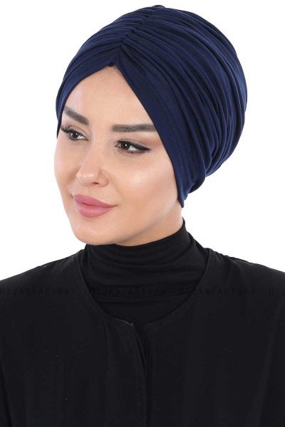 Jill - Turbante De Algodón Azul Marino - Ayse Turban
