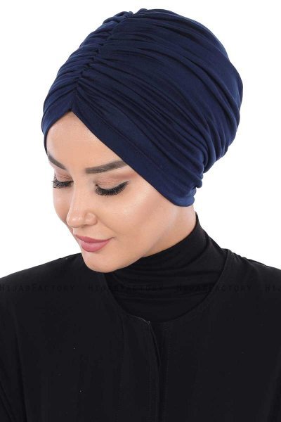Jill - Turbante De Algodón Azul Marino - Ayse Turban
