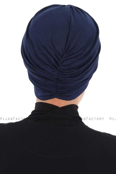 Jill - Turbante De Algodón Azul Marino - Ayse Turban
