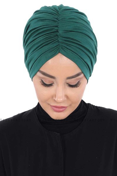 Jill - Turbante De Algodón Verde Oscuro - Ayse Turban