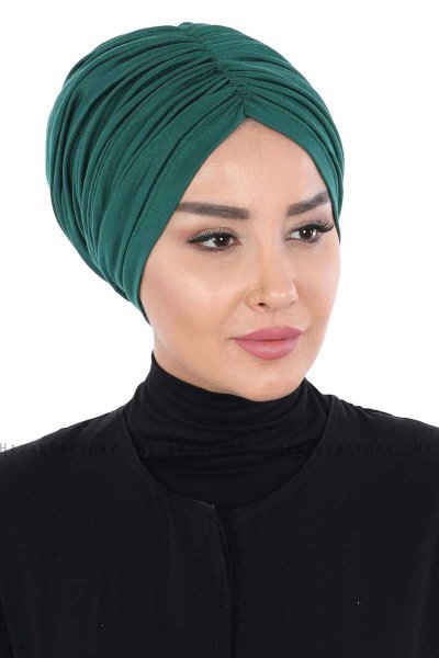 Jill - Turbante De Algodón Verde Oscuro - Ayse Turban