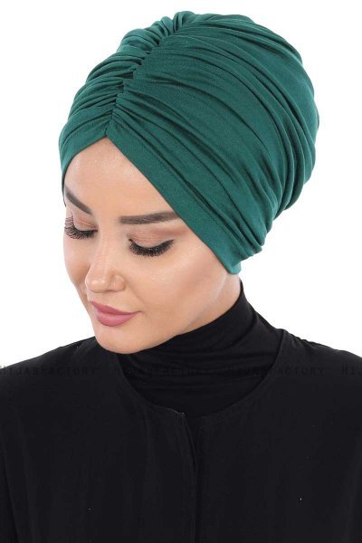 Jill - Turbante De Algodón Verde Oscuro - Ayse Turban