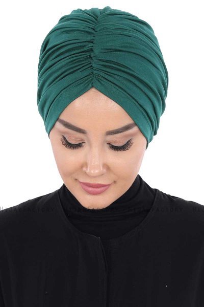 Jill - Turbante De Algodón Verde Oscuro - Ayse Turban