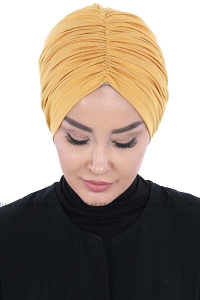Jill - Turbante De Algodón Mostaza - Ayse Turban