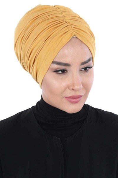 Jill - Turbante De Algodón Mostaza - Ayse Turban