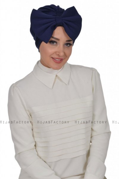 Julia - Turbante De Algodón Azul Marino - Ayse Turban