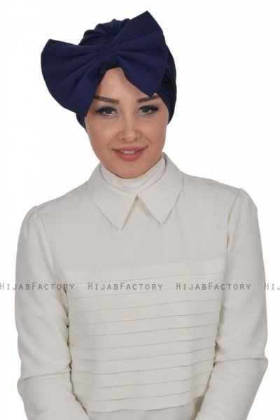 Julia - Turbante De Algodón Azul Marino - Ayse Turban