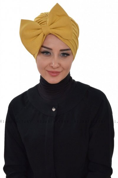 Julia - Turbante De Algodón Mostaza - Ayse Turban