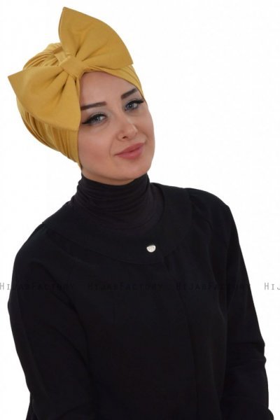 Julia - Turbante De Algodón Mostaza - Ayse Turban