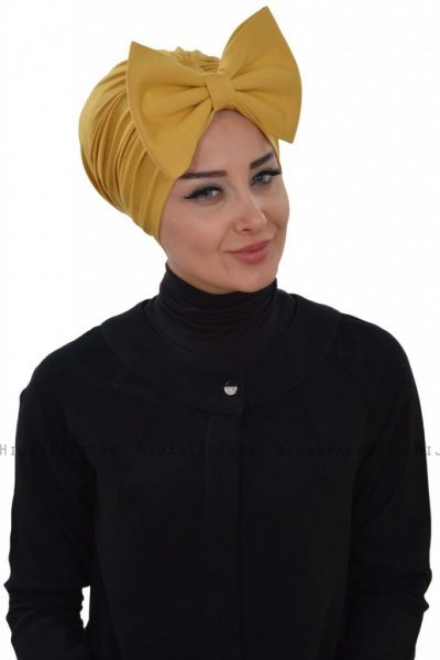 Julia - Turbante De Algodón Mostaza - Ayse Turban