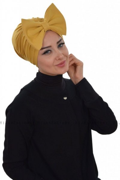 Julia - Turbante De Algodón Mostaza - Ayse Turban