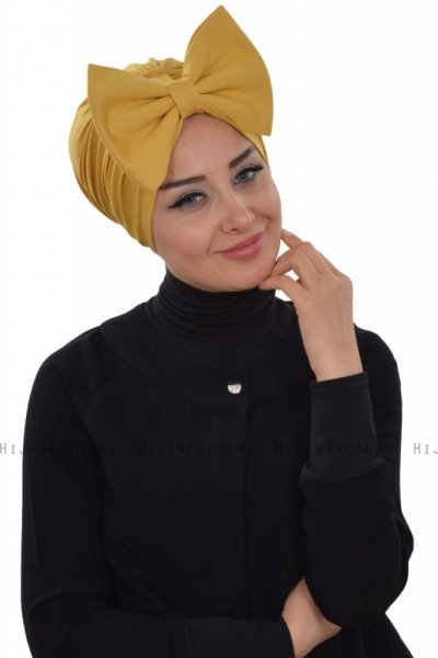 Julia - Turbante De Algodón Mostaza - Ayse Turban