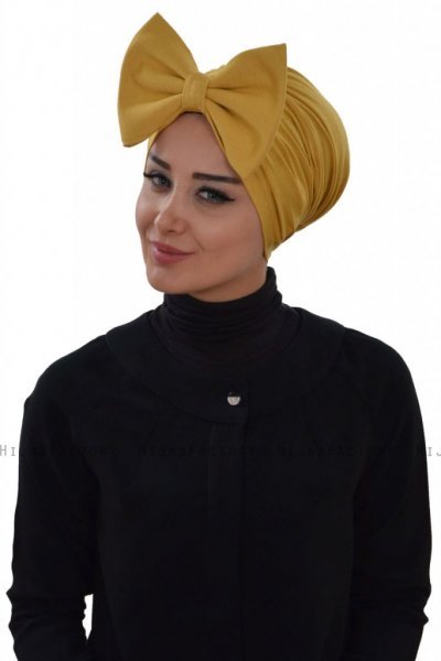 Julia - Turbante De Algodón Mostaza - Ayse Turban