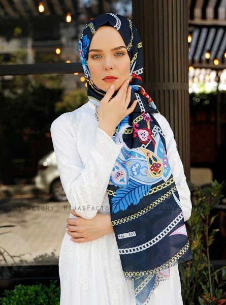 Jumana - Hijab Estampado Azul Marino - Sal Evi