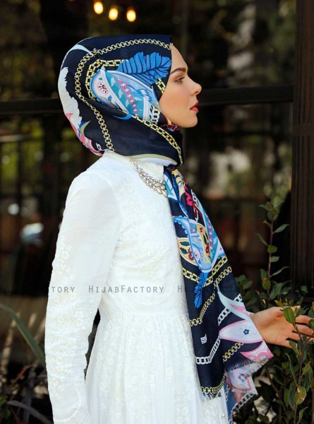 Jumana - Hijab Estampado Azul Marino - Sal Evi