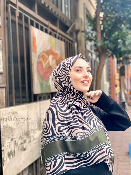 Kadifa - Hijab Estampado De Algodón Caqui & Beige - Mirach