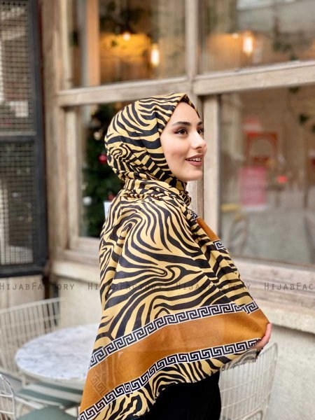 Kadifa - Hijab Estampado De Algodón Negro & Beige - Mirach