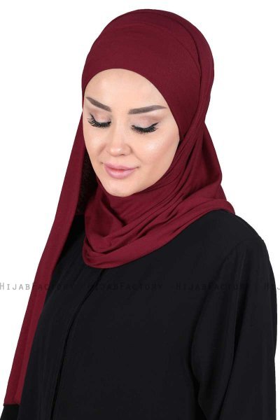 Kaisa - Hijab De Algodón Práctico Burdeos