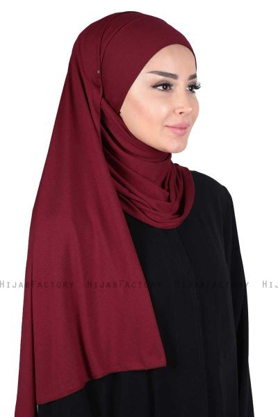 Kaisa - Hijab De Algodón Práctico Burdeos