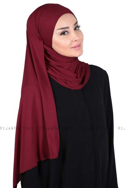 Kaisa - Hijab De Algodón Práctico Burdeos