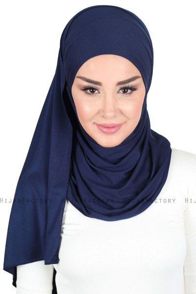 Kaisa - Hijab De Algodón Práctico Azul Marino