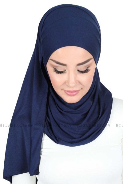 Kaisa - Hijab De Algodón Práctico Azul Marino