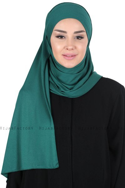 Kaisa - Hijab De Algodón Práctico Verde Oscuro