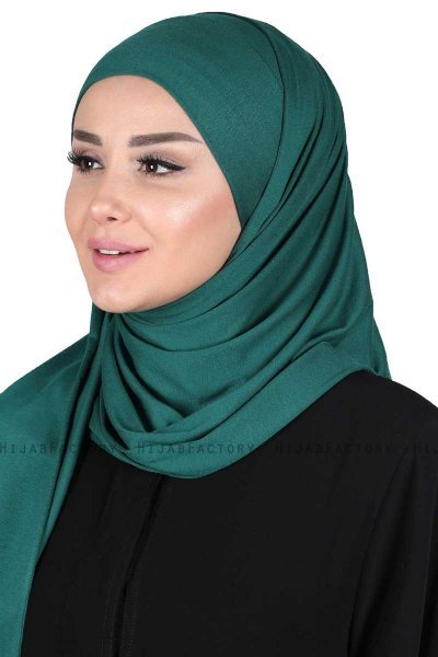 Kaisa - Hijab De Algodón Práctico Verde Oscuro