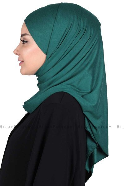 Kaisa - Hijab De Algodón Práctico Verde Oscuro