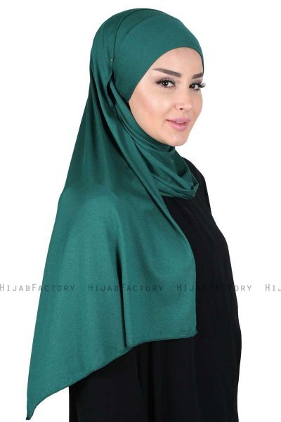 Kaisa - Hijab De Algodón Práctico Verde Oscuro
