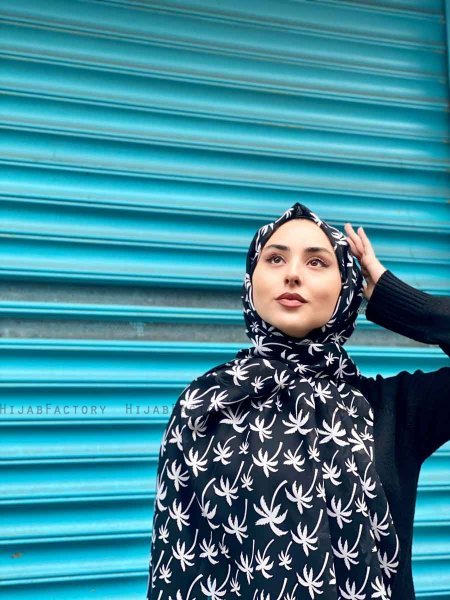 Kenza - Hijab Estampado De Algodón Negro - Mirach