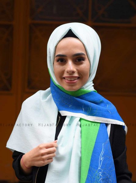 Khawla - Hijab Estampado De Algodón Verde