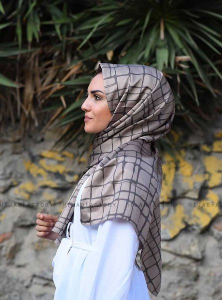 Mahmuna - Hijab Estampado Satin Taupe